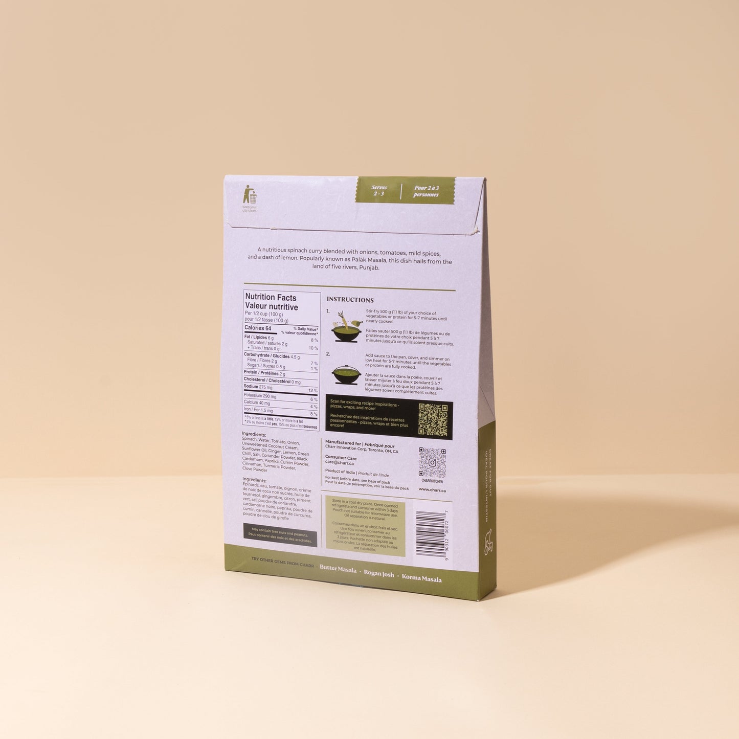 Back view of a nutritional supplement package on a beige background