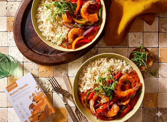 Butter Masala Shrimp with Peppers & Onions