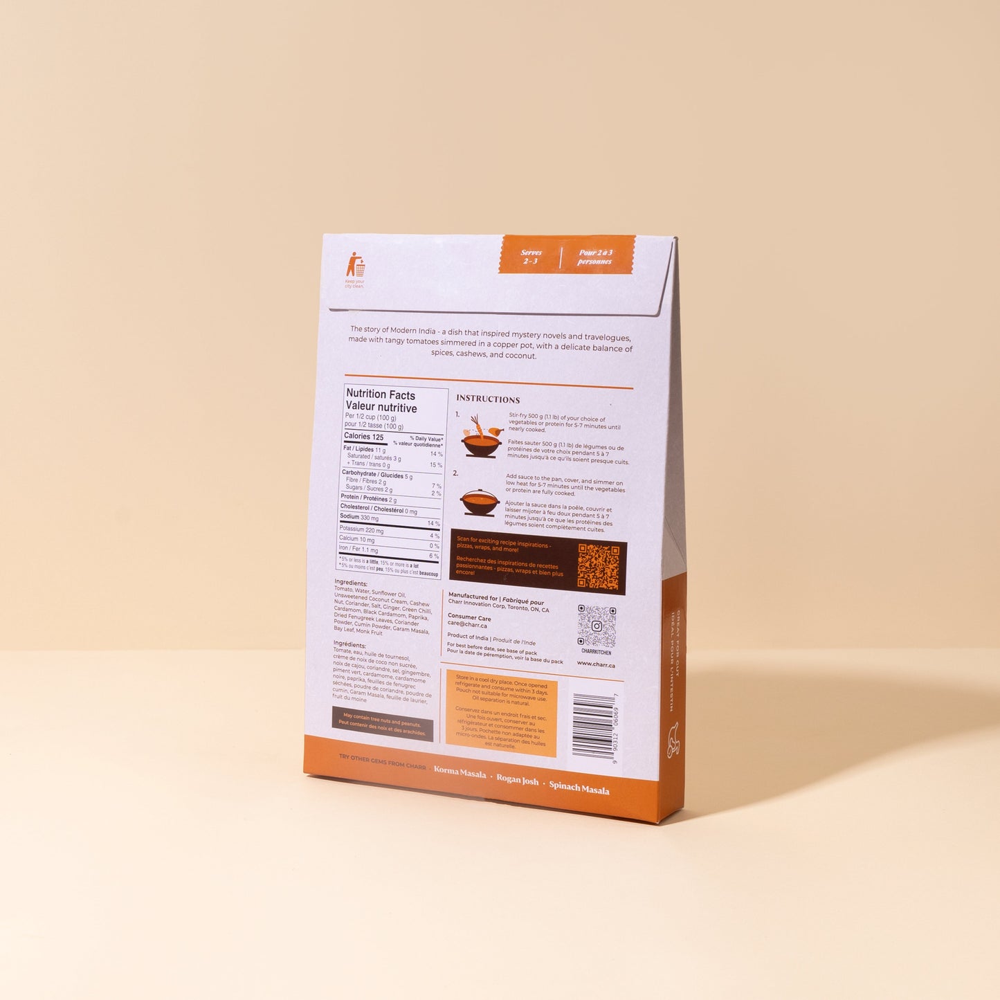 butter masala packaging back
